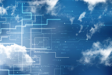 2d illustration Abstract futuristic electronic circuit technology background