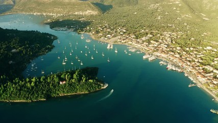 Aerial view of Nydri town. Lefkada Island, Greece