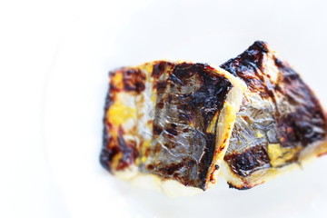 Japanese food, grilled mackerel on dish for healthy food image