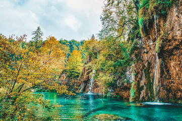 Waterfalls Plitvice lakes. Surprisingly clean and transparent lakes of Croatia. A truly pristine and wonderful piece of wildlife in the mountains. A famous landmark in Croatia