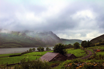 landscape with mountains and clouds