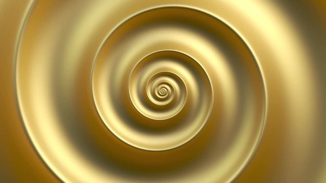 Abstract golden fibonacci spiral rotating background. Seamless loop. 3d rendering