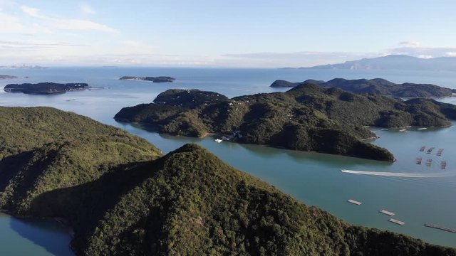 Landscape of Seto inland sea. Katakami bay in Okayama, Japan