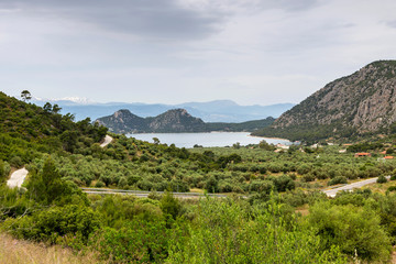 Fototapeta na wymiar View on lake Vouliagmeni (district Loutraki,Greece)