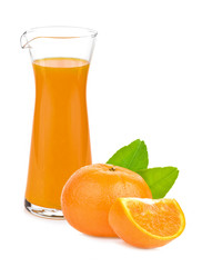 Orange juice glass isolated on white background
