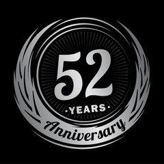 52 years anniversary. Anniversary logo design. Fifty-two years logo.