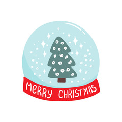 Merry Christmas and Happy New Year card with christmas tree