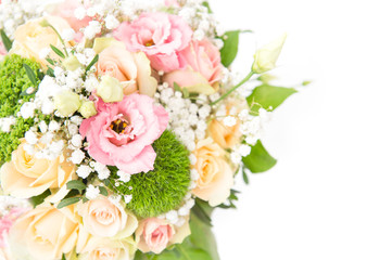 Obraz na płótnie Canvas Pink roses eustoma flowers bouquet