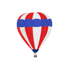 Fototapeta premium Hot air balloon with basket in white background.