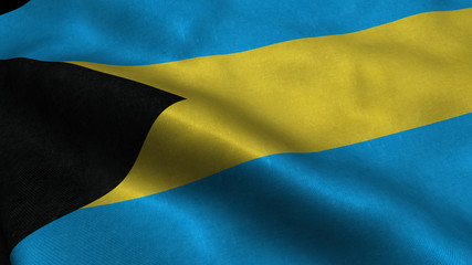 Bahamas flag with visible wrinkles and realistic fabric.