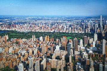 View of New York,  Manhattan  and Central park from a bird's eye view.