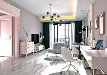 3d render of living room interior.