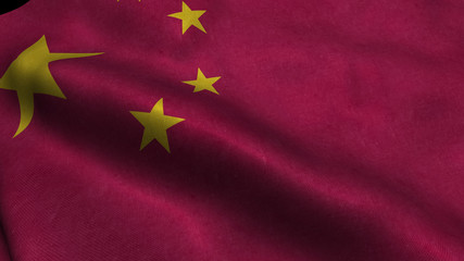 China flag with visible wrinkles and realistic fabric.