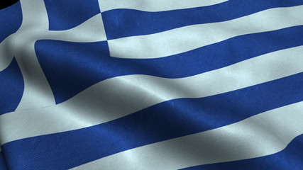 Greece flag with visible wrinkles and realistic fabric.