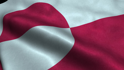 Greenland flag with visible wrinkles and realistic fabric.