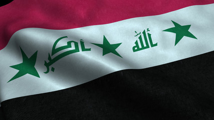 Iraq flag with visible wrinkles and realistic fabric.