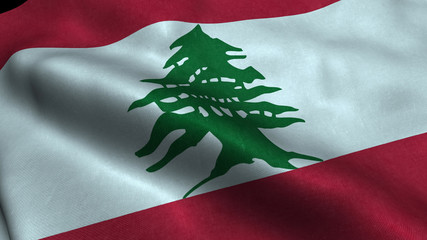 Lebanon flag with visible wrinkles and realistic fabric.
