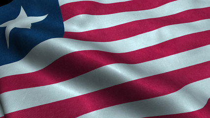 Fototapeta premium Liberia flag with visible wrinkles and realistic fabric.