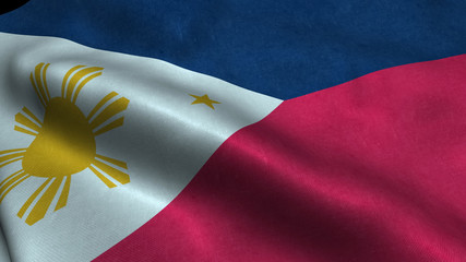 Philippines flag with visible wrinkles and realistic fabric.