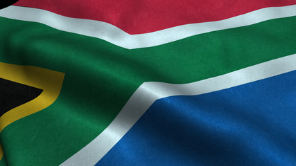 South-africa flag with visible wrinkles and realistic fabric.