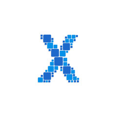 Vector Logo Letter Blue Blocks Cubes X