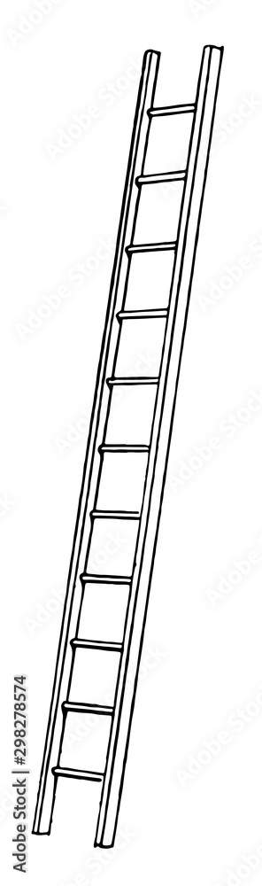 Wall mural leaning ladder vintage illustration. - Wall murals