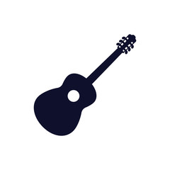 Classical Guitar Silhouette. Vector Illustration Of Hand Drawn Acoustic Guitar Silhouette
