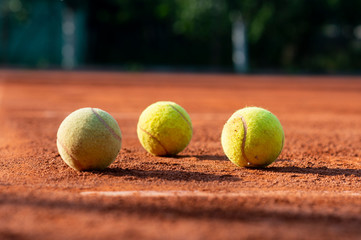 Tennis game. Tennis ball on the tennis court