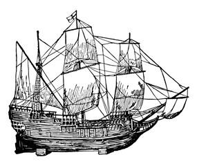 Mayflower vintage illustration
