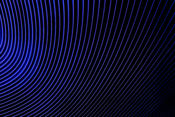 3D representation or 3D illustration with blue lines forming an abstract pattern. Blue and black background.