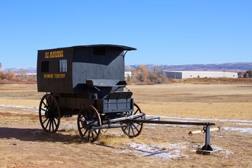 Vintage Black horse carriage in Wyoming