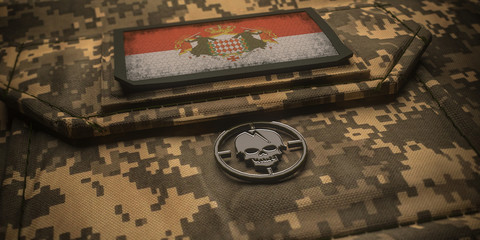 Principality of Monaco army chevron on ammunition with national flag. 3D illustration