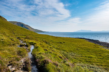 Saftige Wiesen an der Küste der Isle of Skye