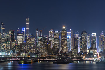 Fototapeta na wymiar Sunset and night view of Manhattan, cityscapes of New York, USA