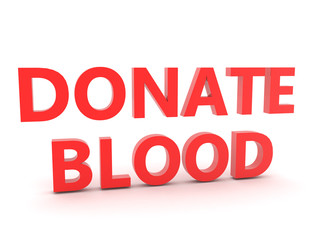 3D Red text saying  Donate Blood
