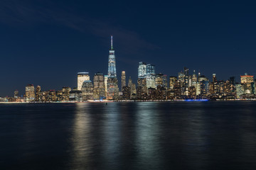 Panoramic view of the night in Manhattan, cityscapes of New York, USA
