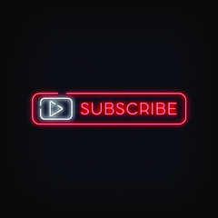 Subscribe Neon Signs Style Text Vector