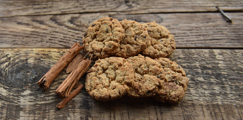 traditional chocolate chip cookies on wooden boards