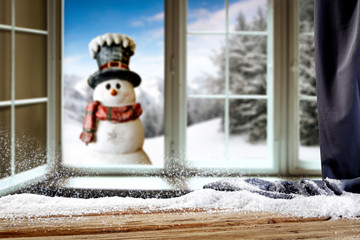 Winter window sill and free space for your decoration. 