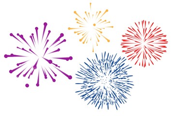colorful fireworks on white background