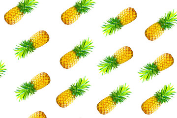 Fototapeta premium Pineapple seamless pattern isolated on white background.
