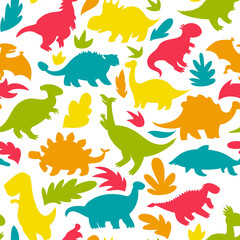 Dinosaurs vector seamless pattern