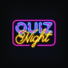 Quiz Night Neon Signs Style Text Vector