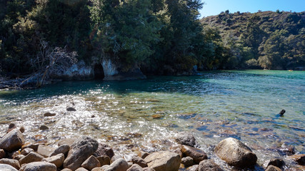 Walkway and the Beach at Anchorage Bay, Abel Tasman National Park, New Zealand