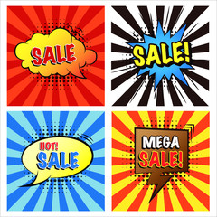 bubble speech border tag label cartoon comic styls for shock sale price vector set  