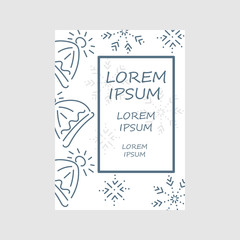 Warm winter knitted cap and snowflakes. Banner and tag template for handmade market.