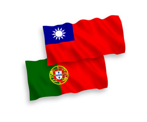 Flags of Portugal and Taiwan on a white background