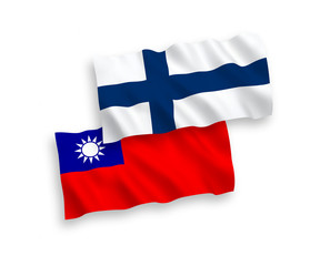 Fototapeta premium Flags of Finland and Taiwan on a white background