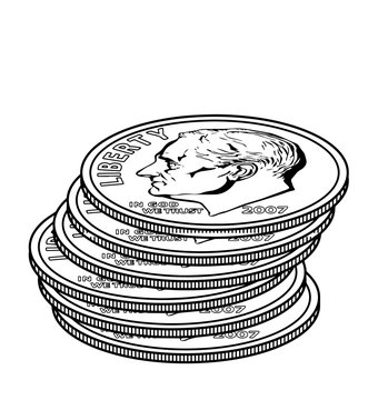 Stacks of Dimes vintage illustration.