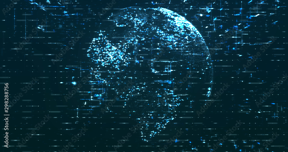 Wall mural digital space world 3d data earth background